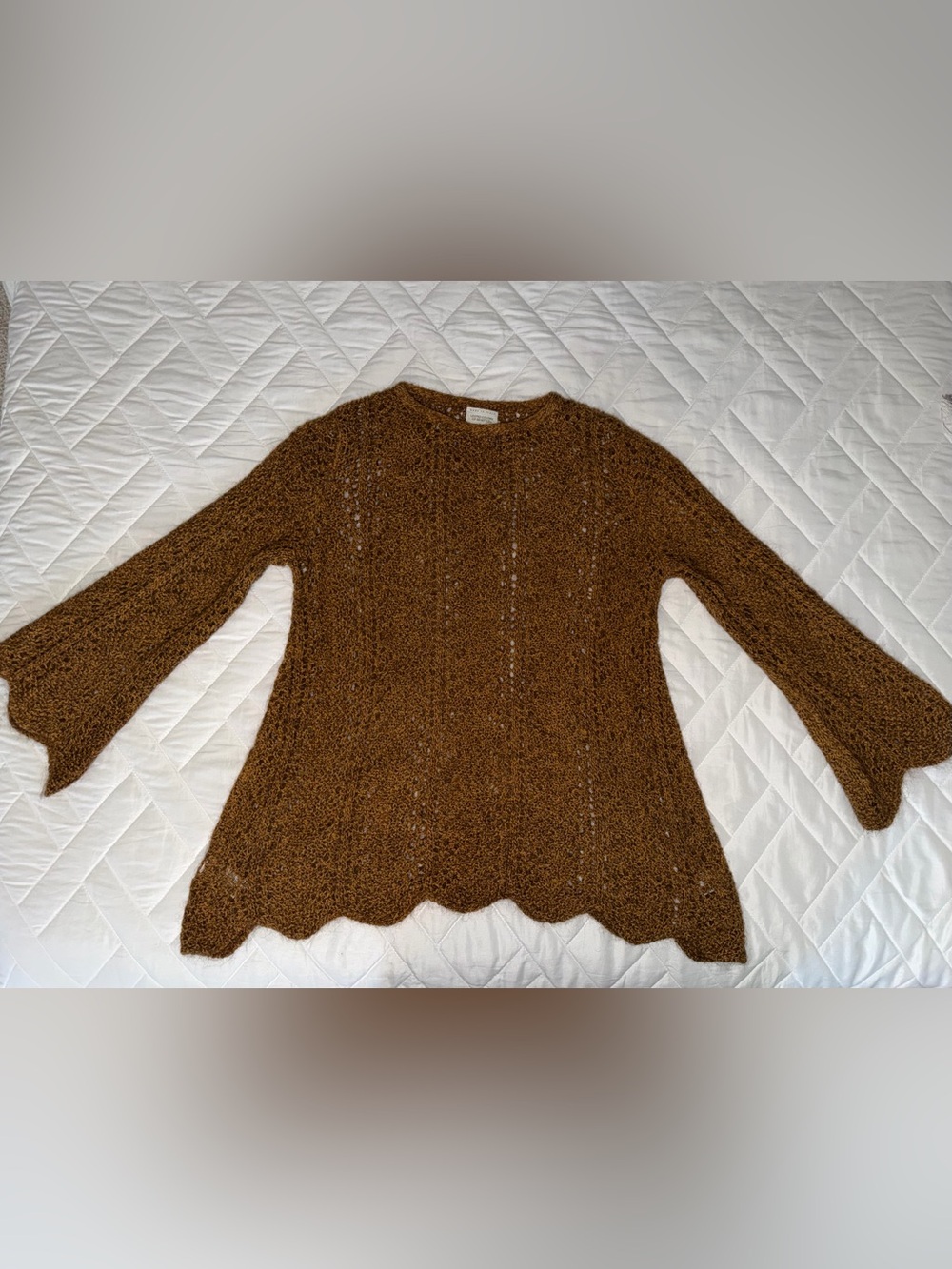 United Colors Of Benetton Brown Scallop-Hem Crewneck Sweater